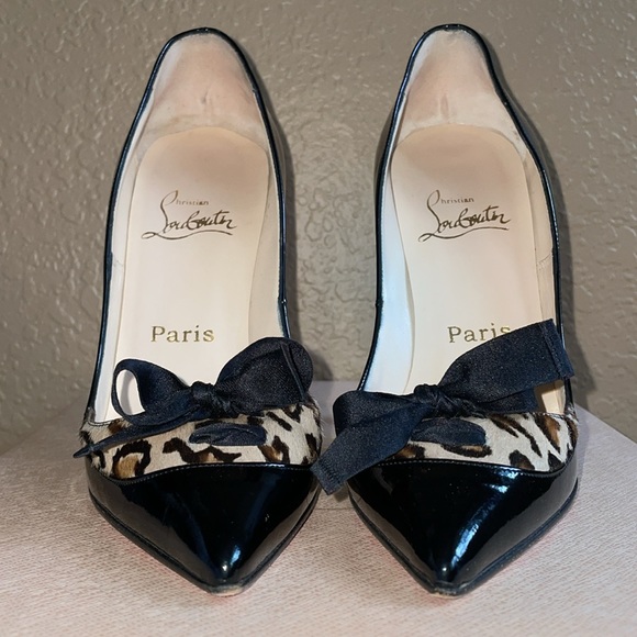 Christian Louboutin Lova 120 Leopard Bow Pigalle Pointy Pumps Size 37 So Kate - Picture 6 of 12